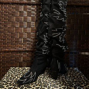 Black with white sequin cowboy boots Cape Robbin Kelsey-21 size 8.5